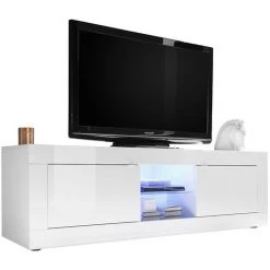 MILIBOO Meuble TV Design Laqué Blanc 180 Cm LATTE - Blanc Laqué Laqué -France MILIBOO Soldes 2022 13151696 3
