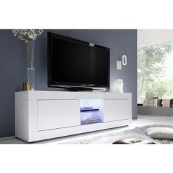 MILIBOO Meuble TV Design Laqué Blanc 180 Cm LATTE - Blanc Laqué Laqué -France MILIBOO Soldes 2022 13151696 4