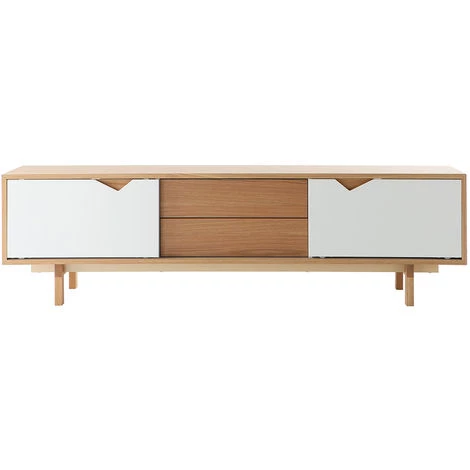 MILIBOO Meuble TV Scandinave Blanc Et Chêne L180 ACOUSTIC - Bois Clair / Blanc 3 MILIBOO Meuble TV Scandinave Blanc Et Chêne L180 ACOUSTIC - Bois Clair / Blanc