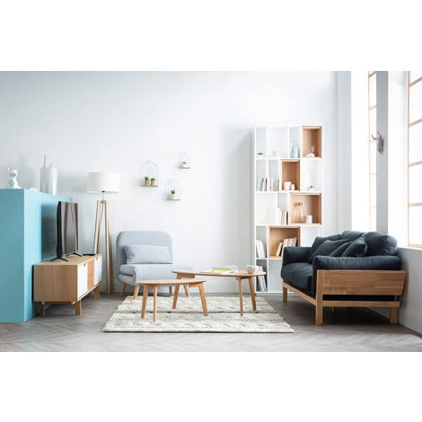 MILIBOO Meuble TV Scandinave Blanc Et Chêne L180 ACOUSTIC - Bois Clair / Blanc 7 MILIBOO Meuble TV Scandinave Blanc Et Chêne L180 ACOUSTIC - Bois Clair / Blanc – Image 5