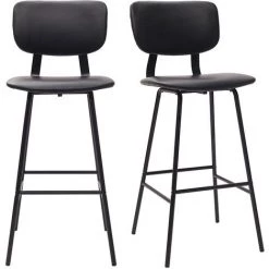 MILIBOO Tabourets De Bar Vintage Avec Pieds Métal 75 Cm (lot De 2) LAB - Noir - Noir