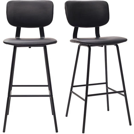MILIBOO Tabourets De Bar Vintage Avec Pieds Métal 75 Cm (lot De 2) LAB - Noir - Noir 3 MILIBOO Tabourets De Bar Vintage Avec Pieds Métal 75 Cm (lot De 2) LAB - Noir - Noir