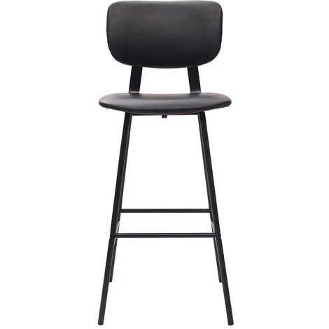 MILIBOO Tabourets De Bar Vintage Avec Pieds Métal 75 Cm (lot De 2) LAB - Noir - Noir 4 MILIBOO Tabourets De Bar Vintage Avec Pieds Métal 75 Cm (lot De 2) LAB - Noir - Noir – Image 2