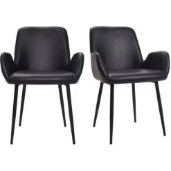 MILIBOO Fauteuils Vintage Avec Pieds Métal (lot De 2) TIKA - Noir - Noir