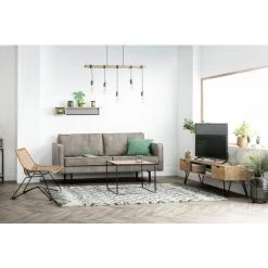 MILIBOO Étagère Murale Industrielle Manguier Massif Et Métal 90 Cm RACK - Bois Clair / Noir -France MILIBOO Soldes 2022 13151890 5