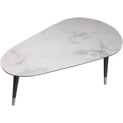 MILIBOO Table Basse Design Effet Marbre Avec Pieds Bois Et Or ALLURE - Blanc -France MILIBOO Soldes 2022 13151903 3