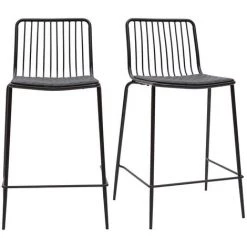 MILIBOO Tabourets De Bar Design En Métal Noir Avec Coussin 65 Cm (lot De 2) FEELING - Noir
