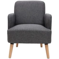 MILIBOO Fauteuil Scandinave Bois ISKO - Gris Foncé - Gris Foncé