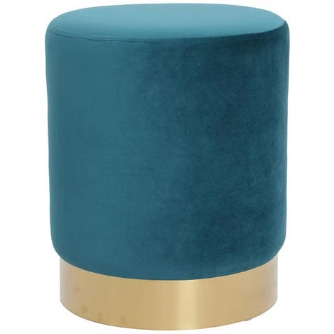 MILIBOO Pouf Rond En Velours Métal AMAYA - Bleu Canard Velours - Bleu Canard Velours 3 MILIBOO Pouf Rond En Velours Métal AMAYA - Bleu Canard Velours - Bleu Canard Velours