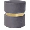 MILIBOO Pouf Rond En Velours Métal JOY - Gris Velours - Gris Velours