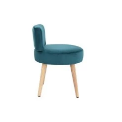 MILIBOO Fauteuil Design En Velours Bleu Canard Et Pieds Bois TANAKA - Bleu Canard Velours -France MILIBOO Soldes 2022 13151947 3