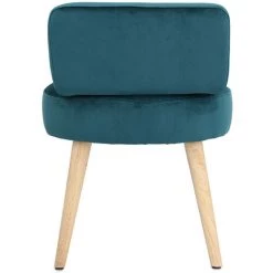MILIBOO Fauteuil Design En Velours Bleu Canard Et Pieds Bois TANAKA - Bleu Canard Velours -France MILIBOO Soldes 2022 13151947 4