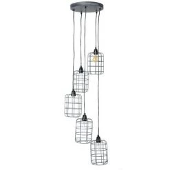 MILIBOO Suspension Industrielle En Métal Gris Avec 5 Lampes étagées LOFT - Gris