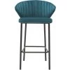 MILIBOO Tabouret De Bar Design Velours 65 Cm DALLY - Bleu Pétrole Velours - Bleu Pétrole Velours