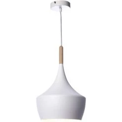 MILIBOO Suspension Métal Blanc Et Bois D24cm JAVA - Blanc