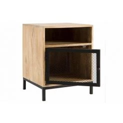 MILIBOO Table De Chevet Manguier Massif Et Métal Perforé RACK - Bois Clair / Noir -France MILIBOO Soldes 2022 13194419 3