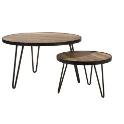 MILIBOO Table Basse Ronde En Manguier Massif L80 X H45 Cm ATELIER - Bois Clair / Noir -France MILIBOO Soldes 2022 13205141 3