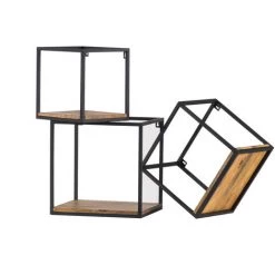 MILIBOO étagères Murales Carrées En Métal Noir Et Manguier Massif (lot De 3) YPSTER - Bois Clair / Noir -France MILIBOO Soldes 2022 13205147 3