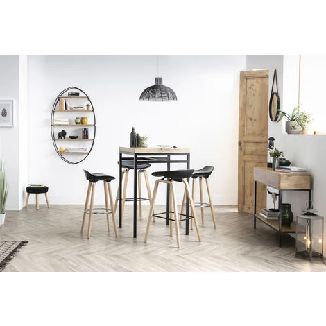 MILIBOO Table Haute Carrée En Manguier Massif Et Métal Noir YPSTER - Bois Clair / Noir 7 MILIBOO Table Haute Carrée En Manguier Massif Et Métal Noir YPSTER - Bois Clair / Noir – Image 5