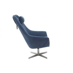 MILIBOO Fauteuil Design Pivotant En Tissu Pied Métal AMADEO - Bleu Foncé - Bleu Foncé -France MILIBOO Soldes 2022 13237279 3