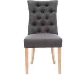 MILIBOO Chaise Classique Tissu Pied Bois VOLTAIRE - Gris Foncé - Gris Foncé