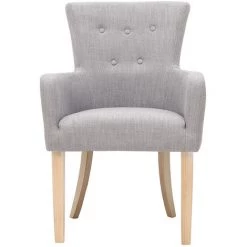 MILIBOO Fauteuil Classique Tissu Gris Clair Pieds Bois Clair LAZARRE - Gris Clair