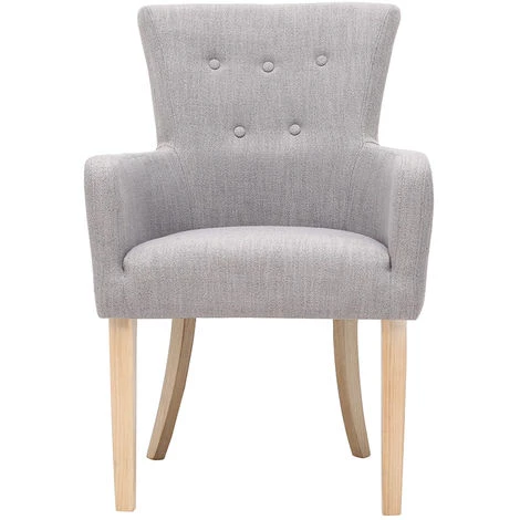 MILIBOO Fauteuil Classique Tissu Gris Clair Pieds Bois Clair LAZARRE - Gris Clair 3 MILIBOO Fauteuil Classique Tissu Gris Clair Pieds Bois Clair LAZARRE - Gris Clair