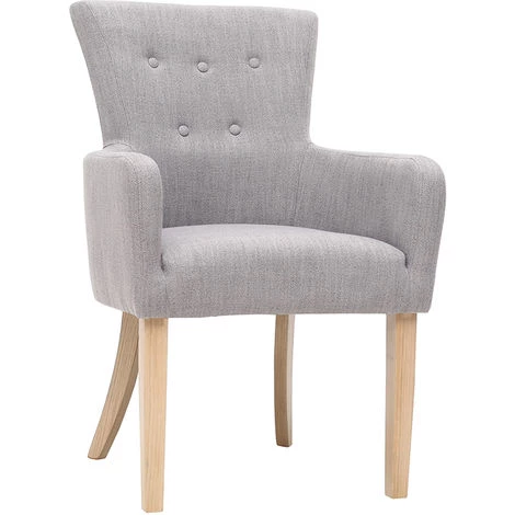 MILIBOO Fauteuil Classique Tissu Gris Clair Pieds Bois Clair LAZARRE - Gris Clair 4 MILIBOO Fauteuil Classique Tissu Gris Clair Pieds Bois Clair LAZARRE - Gris Clair – Image 2