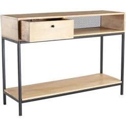 MILIBOO Console Industrielle En Manguier Massif Et Métal Noir L110 Cm RACK - Bois Clair / Noir -France MILIBOO Soldes 2022 13328192 3