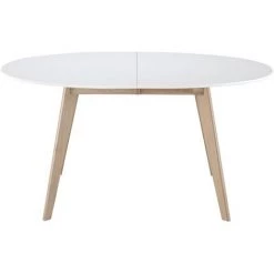 MILIBOO Table Scandinave Extensible Ovale Blanche Et Bois Clair L150-200 Cm LEENA - Blanc