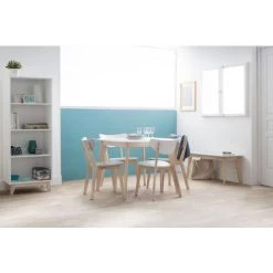 MILIBOO Table à Manger Extensible Scandinave Carrée Placage Chêne L90-130 Cm LEENA - Blanc - Blanc -France MILIBOO Soldes 2022 13400411 5