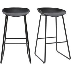 MILIBOO Tabourets De Bar Design Avec Pieds En Métal (lot De 2) PEBBLE - Noir - Noir