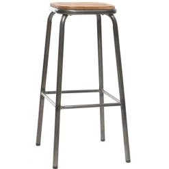 MILIBOO Tabourets De Bar Empilables Noir Et Bois Foncé H77.5 Cm (lot De 2) MEMPHIS - Noir -France MILIBOO Soldes 2022 13710718 3
