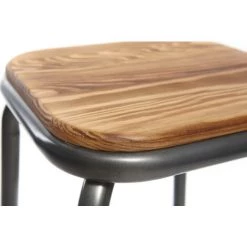 MILIBOO Tabourets De Bar Empilables Noir Et Bois Foncé H77.5 Cm (lot De 2) MEMPHIS - Noir -France MILIBOO Soldes 2022 13710718 4