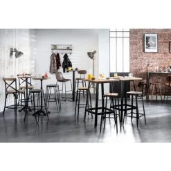 MILIBOO Tabourets De Bar Empilables Noir Et Bois Foncé H77.5 Cm (lot De 2) MEMPHIS - Noir -France MILIBOO Soldes 2022 13710718 5