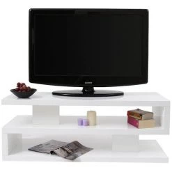 MILIBOO Meuble TV Design Laqué Brillant Blanc L120 NEXY - Blanc Laqué