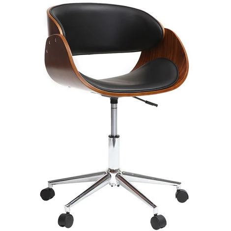 MILIBOO Chaise De Bureau à Roulettes BENT - Noyer / Noir - Noyer / Noir 4 MILIBOO Chaise De Bureau à Roulettes BENT - Noyer / Noir - Noyer / Noir – Image 2