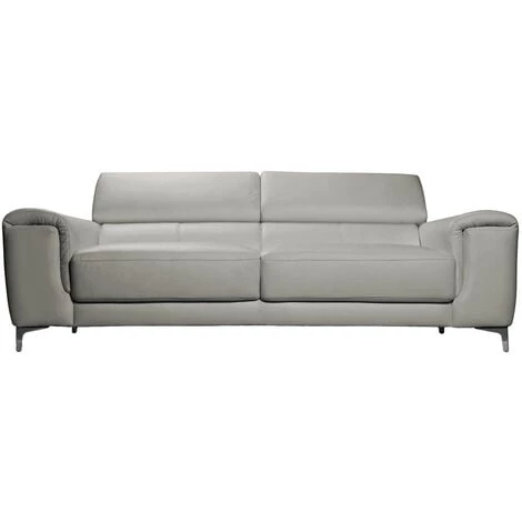 MILIBOO Canapé Cuir Design 3 Places Avec Têtières Relax NEVADA - Cuir De Buffle - Gris - Gris 3 MILIBOO Canapé Cuir Design 3 Places Avec Têtières Relax NEVADA - Cuir De Buffle - Gris - Gris