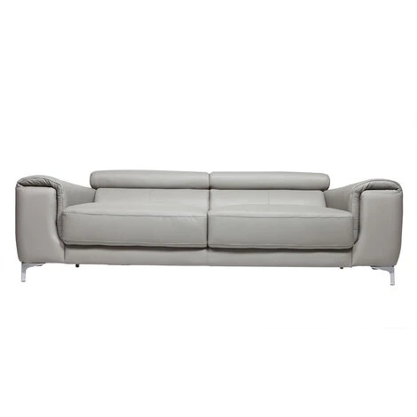 MILIBOO Canapé Cuir Design 3 Places Avec Têtières Relax NEVADA - Cuir De Buffle - Gris - Gris 4 MILIBOO Canapé Cuir Design 3 Places Avec Têtières Relax NEVADA - Cuir De Buffle - Gris - Gris – Image 2
