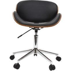 MILIBOO Chaise De Bureau Design Bois WALNUT - Noir - Noir