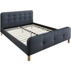 MILIBOO Lit Capitonné Tissu 160 X 200cm HOLSEN - Gris - Gris -France MILIBOO Soldes 2022 13950229 2