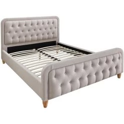 MILIBOO Lit 140x200 Cm Capitonné En Tissu Beige KRISTEN - Beige -France MILIBOO Soldes 2022 13950230 2