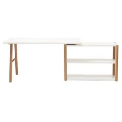 MILIBOO Bureau Pivotant Design Scandinave Blanc Et Chêne GILDA - Bois Clair / Blanc
