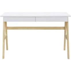 MILIBOO Bureau Design Blanc Et Bois BROOK - Blanc