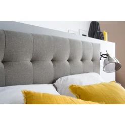MILIBOO Lit Adulte Scandinave Bois Tissu 140 X 200cm LYNN - Gris Perle - Gris Perle -France MILIBOO Soldes 2022 13950263 4
