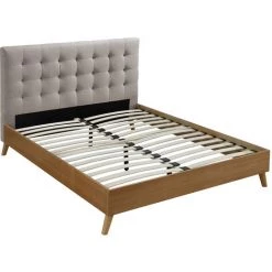 MILIBOO Lit Adulte Scandinave Bois Tissu 160x200 Cm LYNN - Beige - Beige -France MILIBOO Soldes 2022 13950265 2