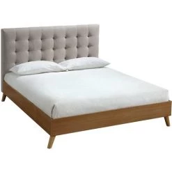 MILIBOO Lit Adulte Scandinave Bois Tissu 160x200 Cm LYNN - Beige - Beige -France MILIBOO Soldes 2022 13950265 3