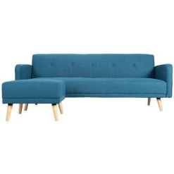 MILIBOO Canapé D'angle Convertible Réversible Scandinave ULLA - Bleu Canard - Bleu Canard