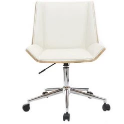 MILIBOO Fauteuil De Bureau Design Bois MELKIOR - Bois Clair / Blanc - Bois Clair / Blanc