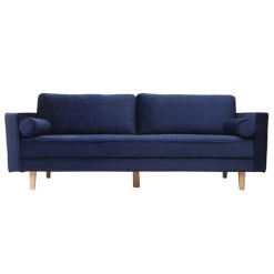 MILIBOO Canapé Design 3-4 Places Velours émeraude IMPERIAL - Bleu Foncé Velours - Bleu Foncé Velours